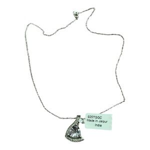 Vintage 925 Sterling Silver TGGC Elegant Cubic Zirconia Pendant Necklace